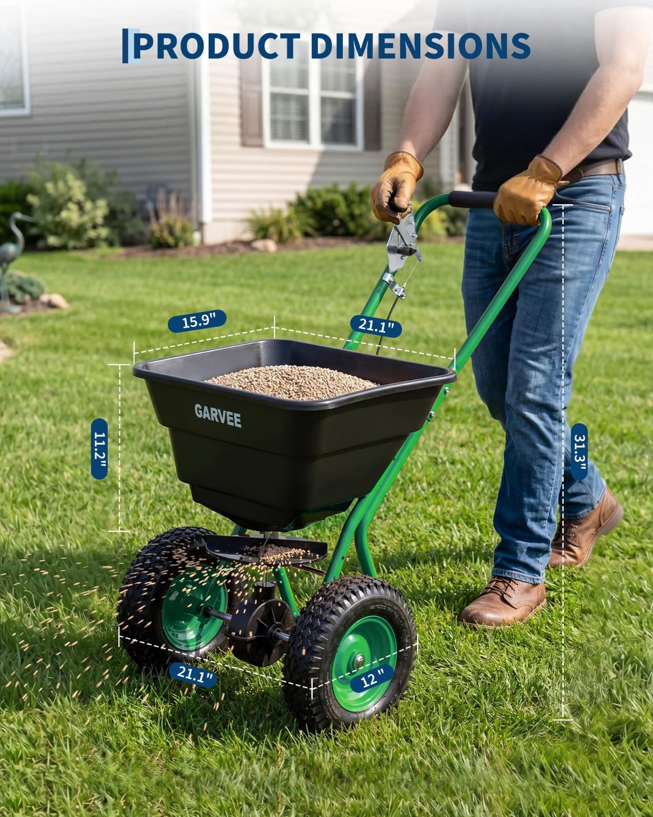 80 LBS/100 LBS Push Broadcast Spreader, 12FT Width Adjustable Flow for Lawn