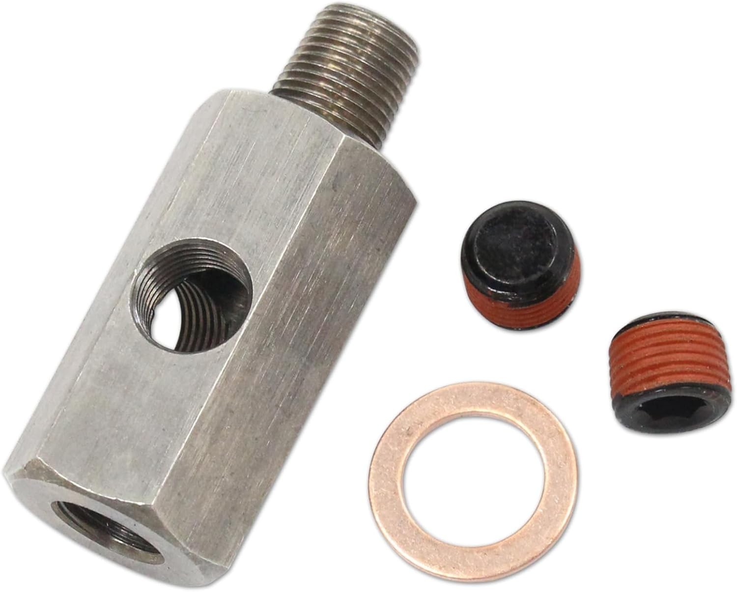 Upgraded 1/8" NPT Oil Pressure Sensor Tee to NPT Adapter Turbo Supply Feed Li