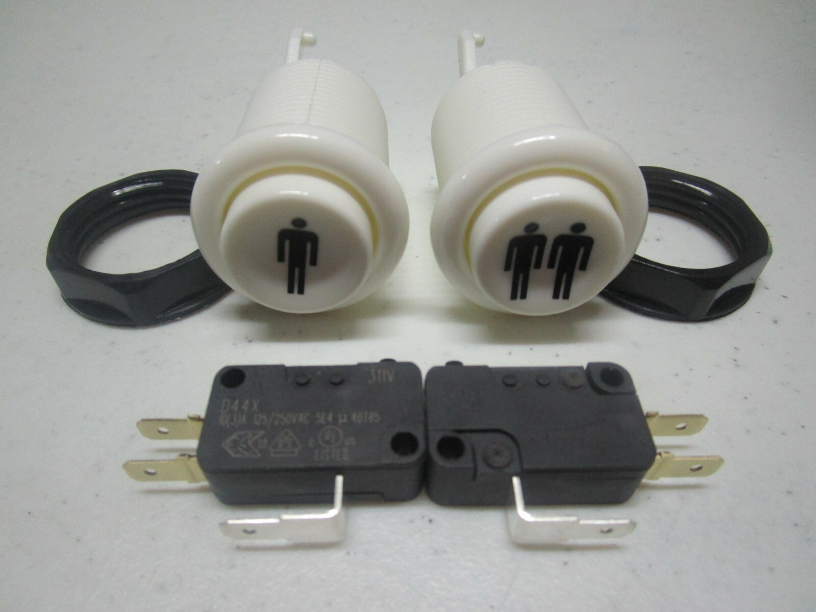 HAPP PLAYER PUSH BUTTON 1 & 2 WHITE LONG ARCADE MAME, JAMMA, MULTICADE,