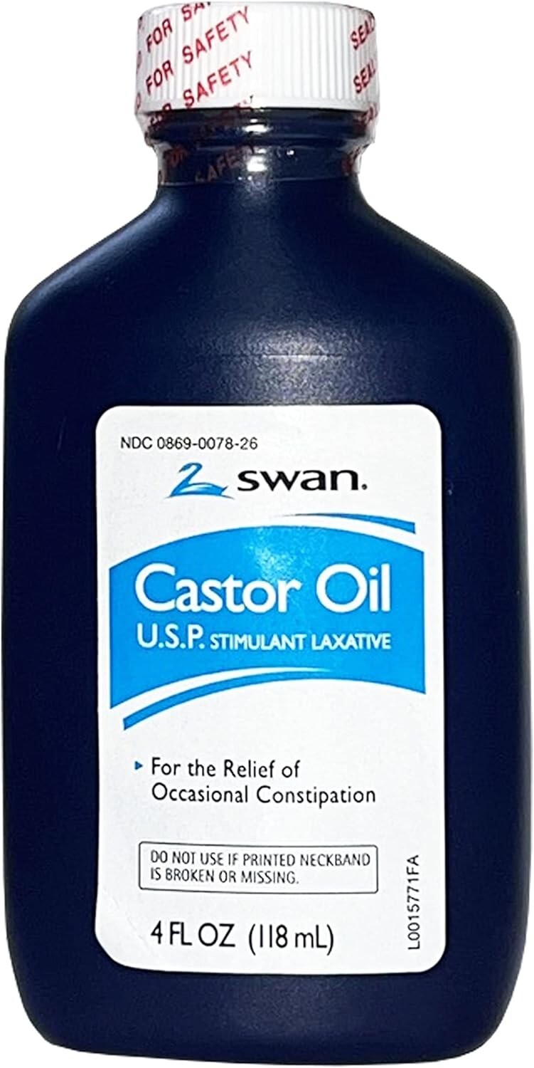Castor Oil USP 100% Stimulant Laxative 4 FL OZ - For Relief  Constipation (1)