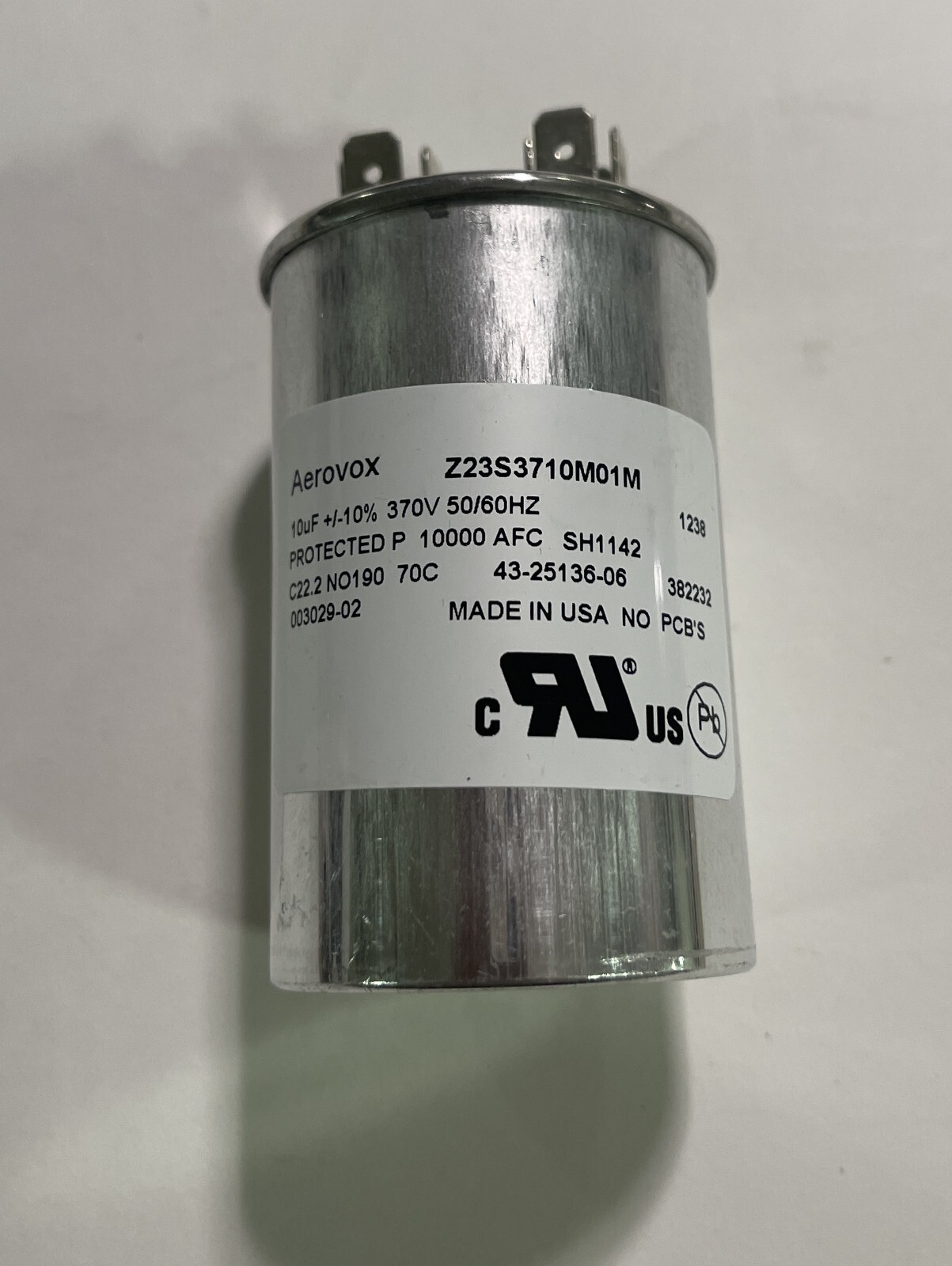 New 2-pcs Aerovox Capacitors Z23S3710M01M 10uF 370V 50/60Hz 10000AFC MADE IN USA