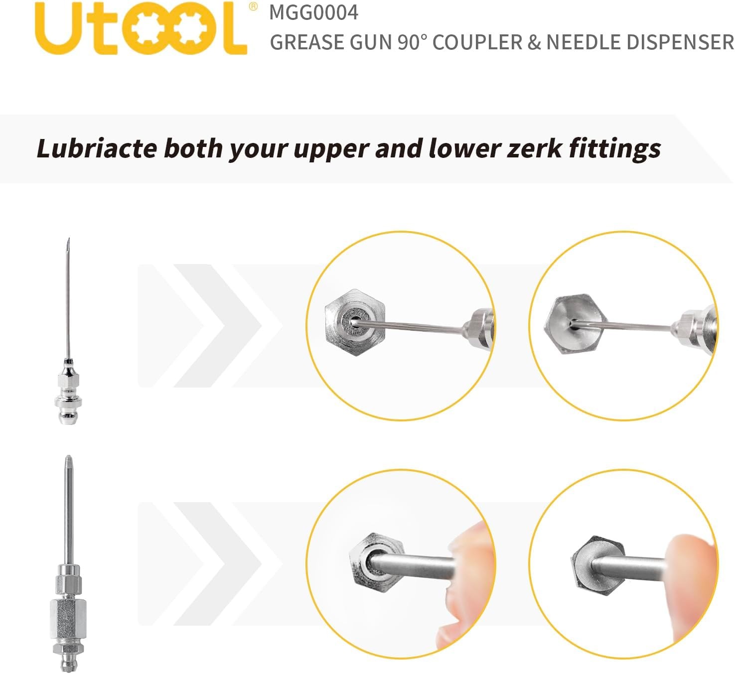 UTOOL Grease Gun Accessory Kit, 90 Degree Coupler, Needle Nozzle, Grease...