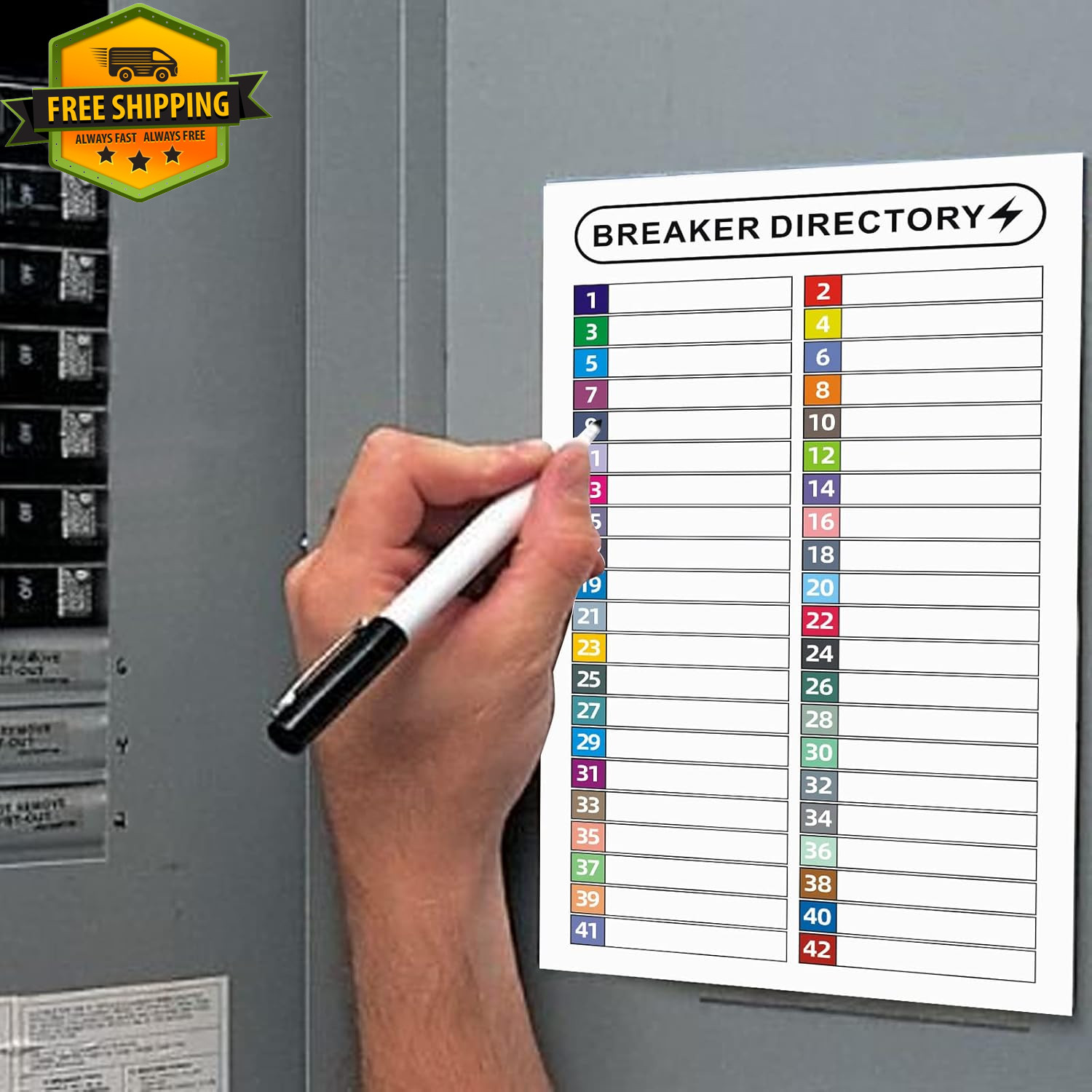 16 Sheets Breaker Panel Labels Electrical Box Sticker Waterproof Numbers Colors