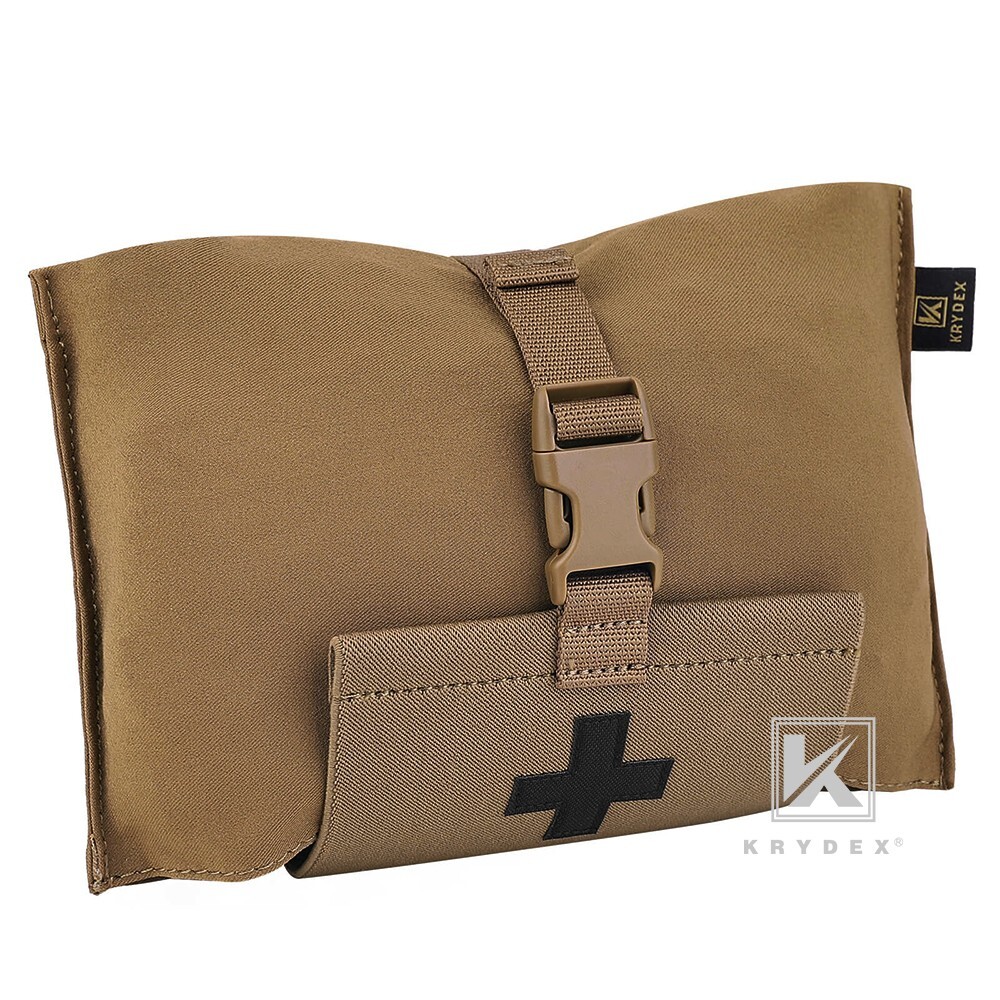 KRYDEX Tactical Rip Away Blow Out Med IFAK Pouch Stretch fits MOLLE&Belt Coyote