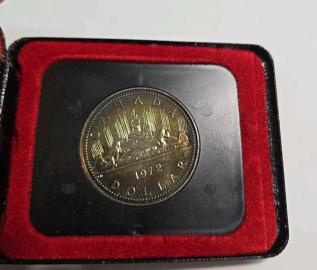 1972 Canada Proof Dollar .500 Silver Canoe **Toned**