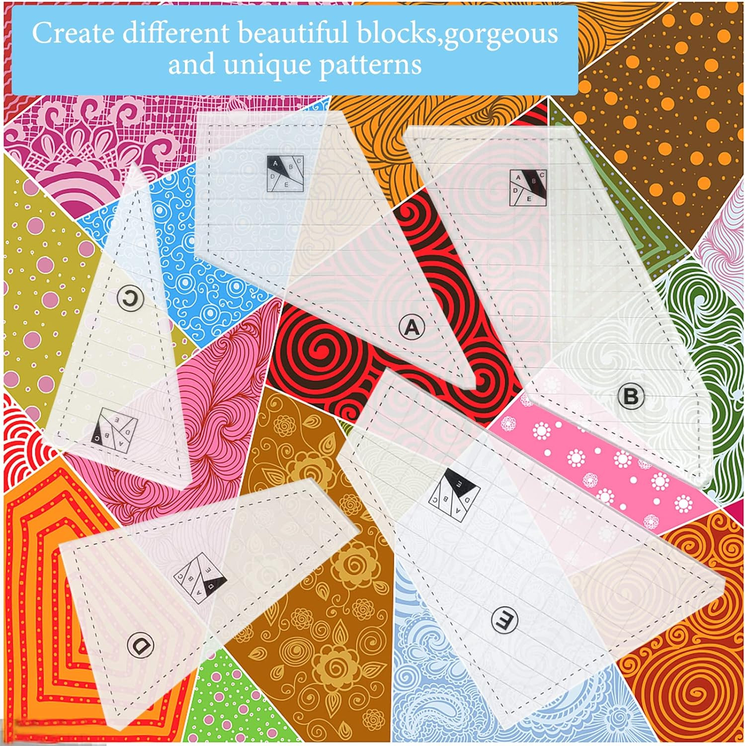 Quilting Rulers and Templates, 5Pcs Creative Quilting Cutting Template Quilt ...