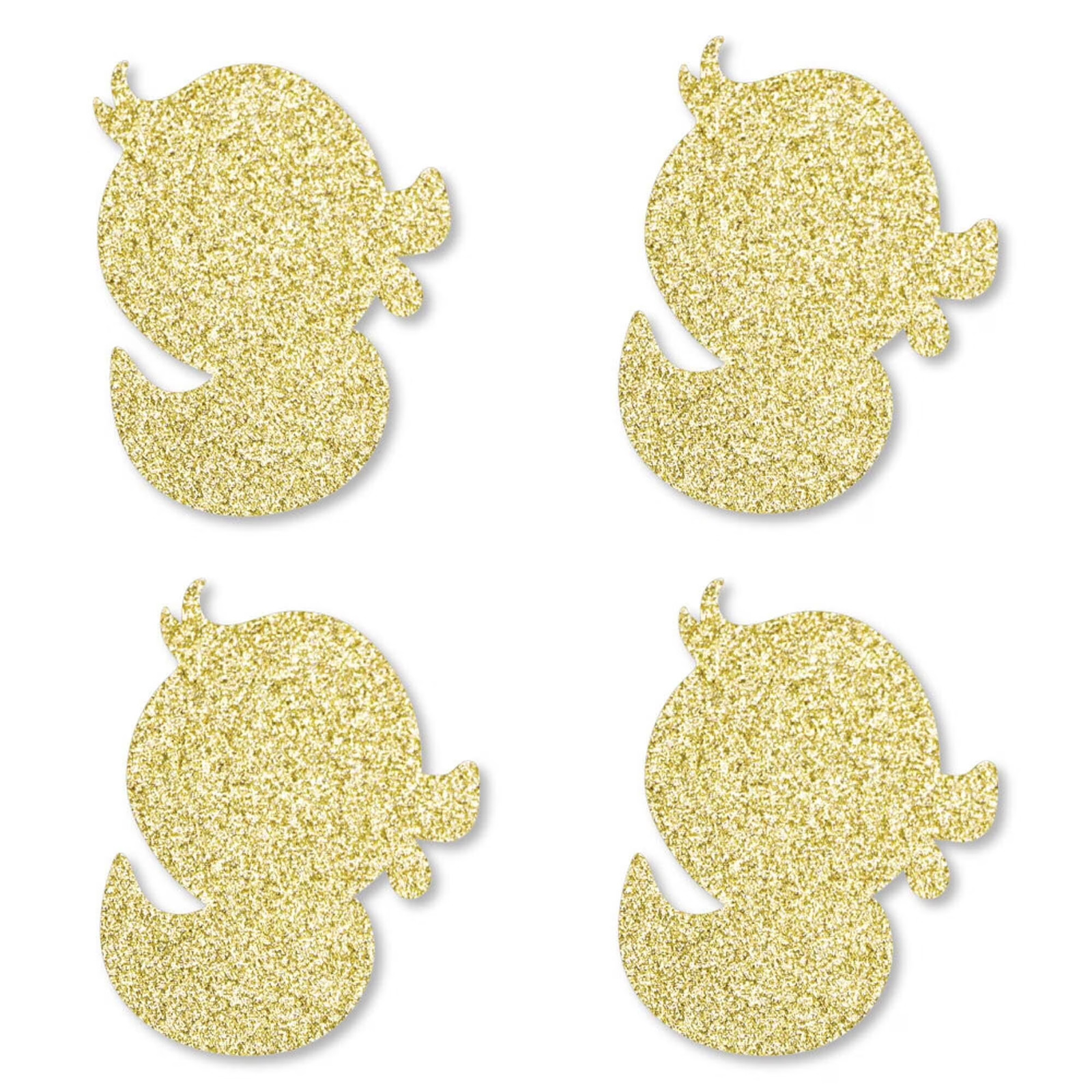 Gold Glitter Duck Cut-Outs - No-Mess Confetti for Baby Showers or Birthdays
