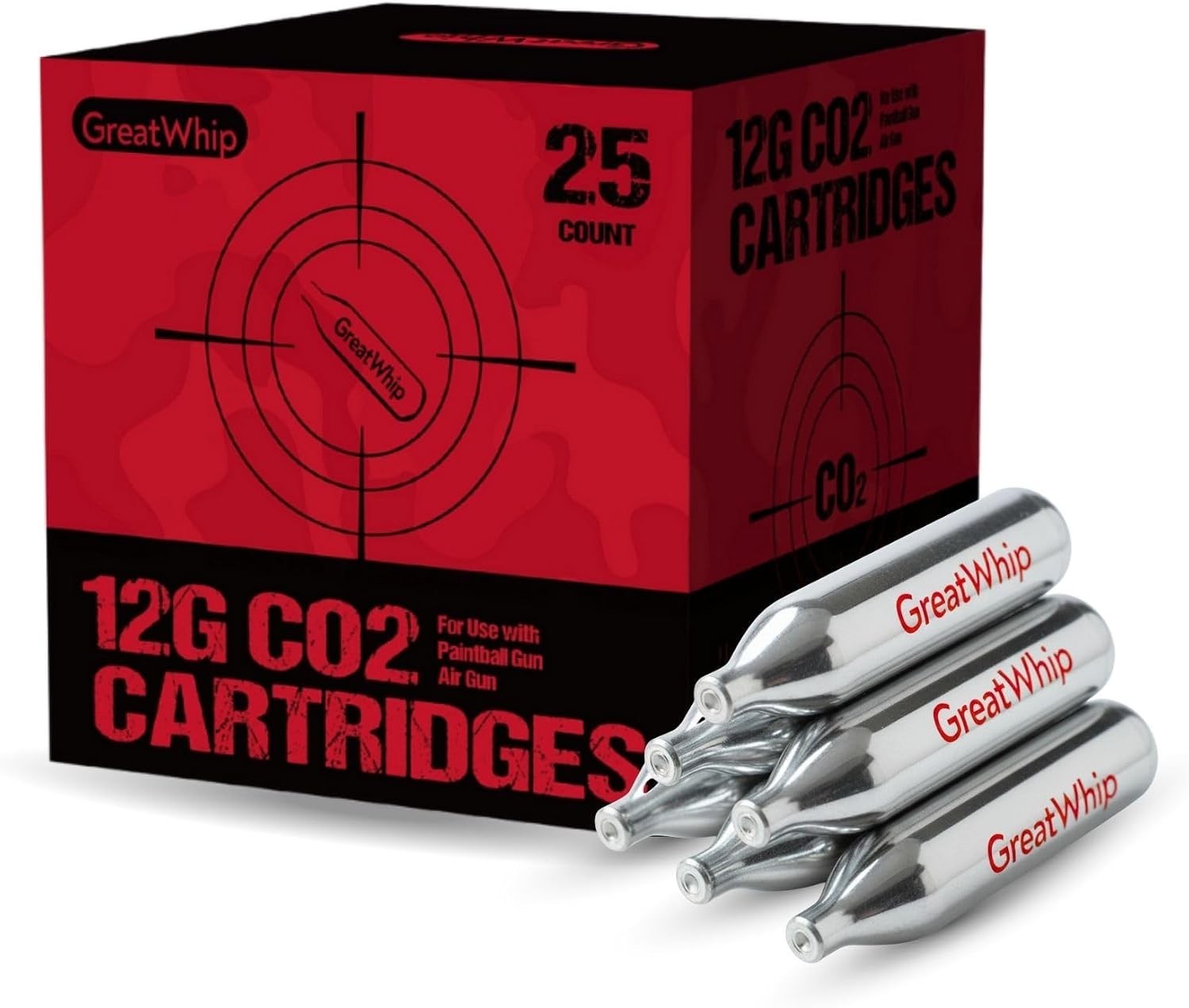 12G CO2 CARTRIDGE AIRSOFT BB GUN PAINTBALL NON-THREADED 25 PACK
