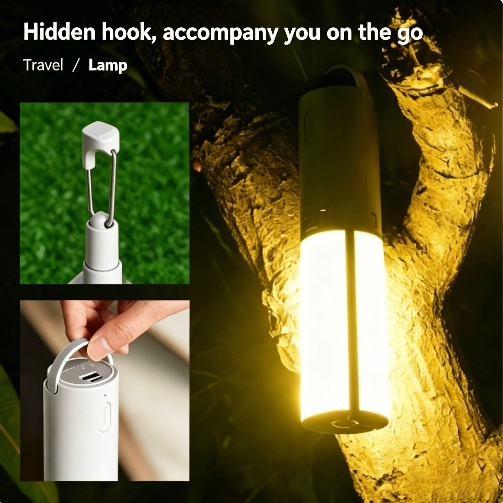 Portable Foldable LED Camping Light Dimmable Hanging Lamp