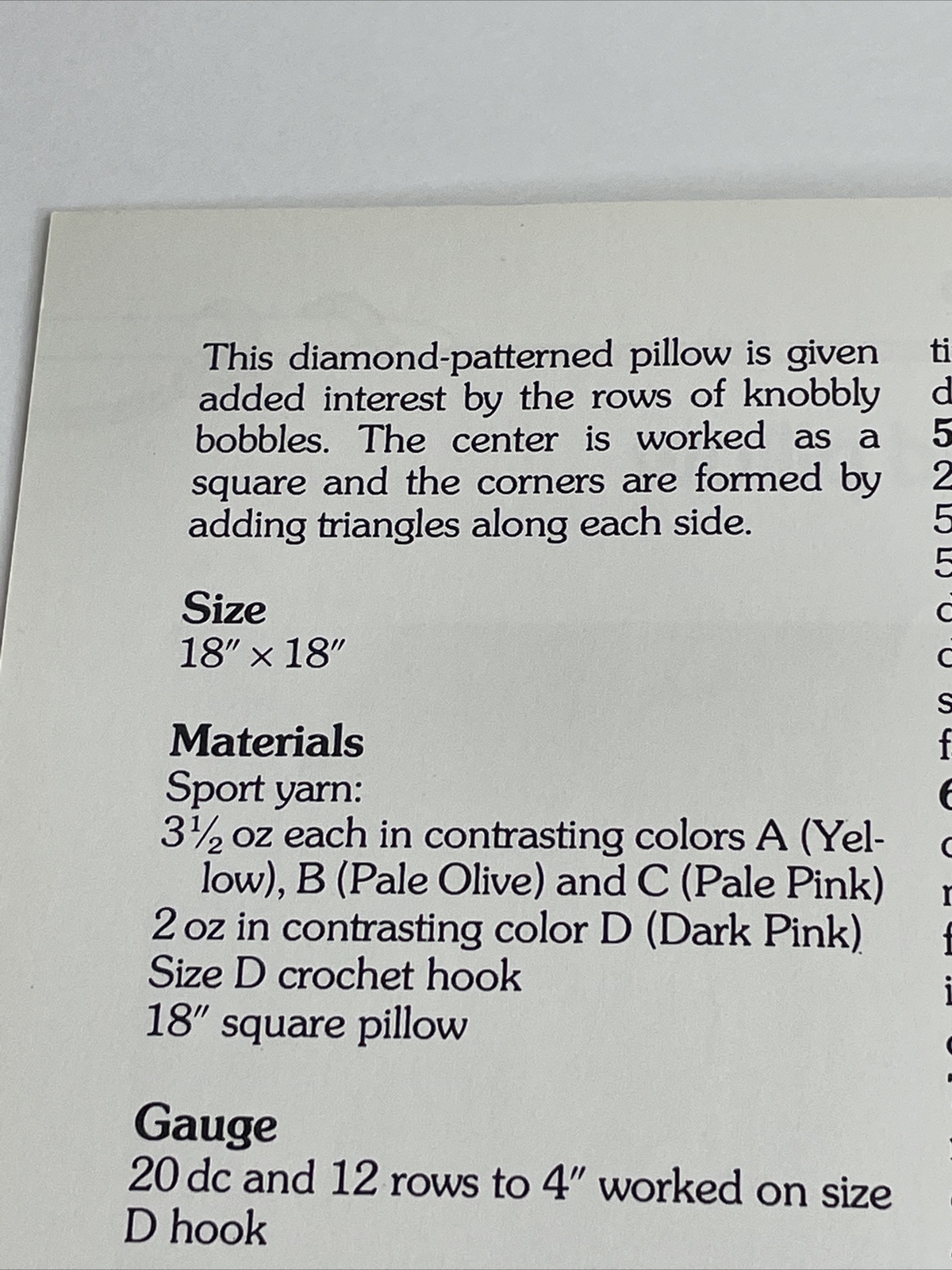 Marshall Cavendish Bobbled Diamond Pillow Crochet Pattern