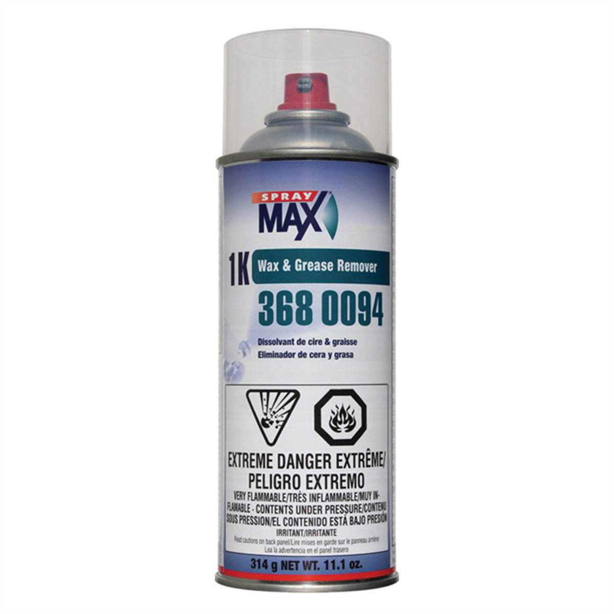 SprayMax 3680094 1K Wax and Grease Remover, 11.1 oz Aerosol Can, Transparent, L