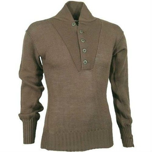 USGI US Military 5 Button Sweater Henley 100% Wool MEDIUM 8405-00-163-8906 GC