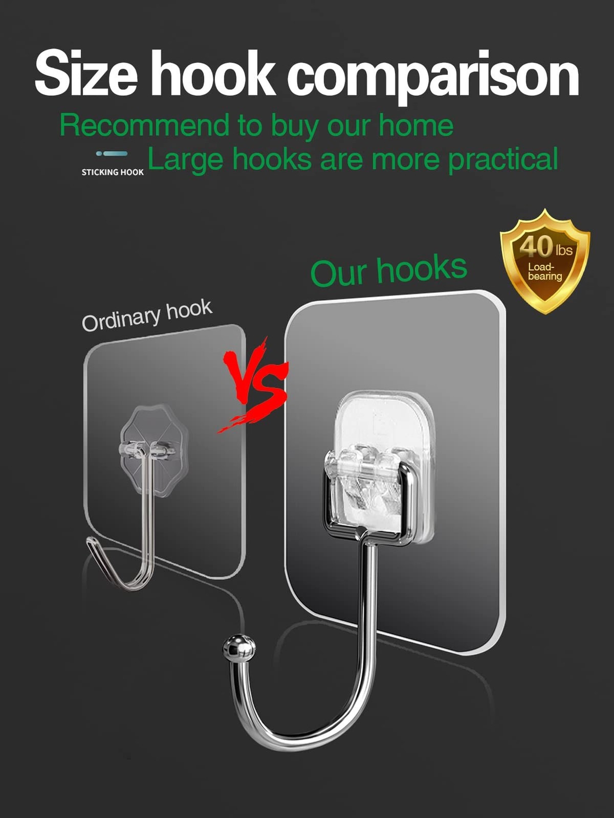 EKE 22Pack Large Sticky Hook Wall Weight Capacity 40Ib (max), Waterproof and ...