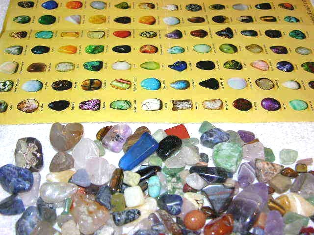 Rock & Mineral educational set find sort & identify with picture chart & stones