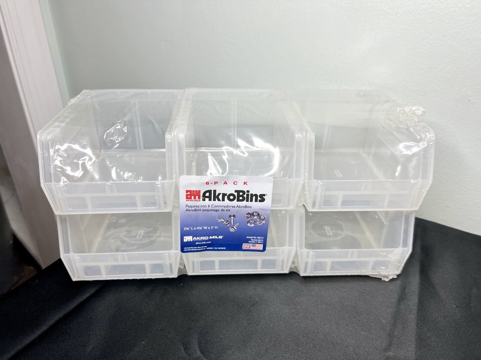 AkroBins 5-3/8” x 4-1/8” x 3” Clear Plastic Storage Bin Stacking Containers 6 Pk