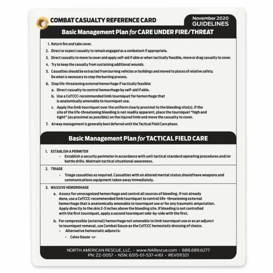 2020 NAR Combat Casualty Reference Cards