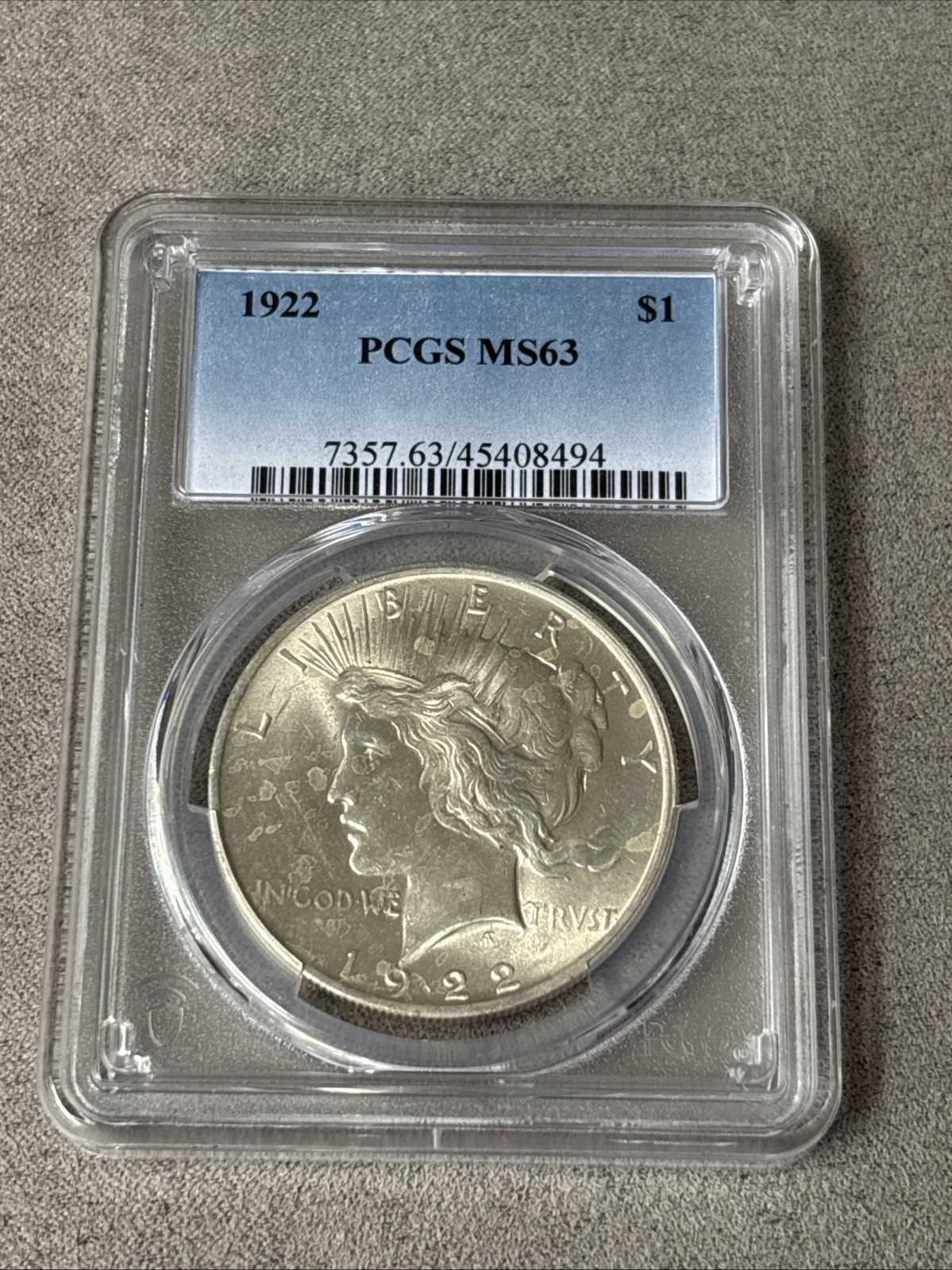 1922 $1 Peace Dollar PCGS MS63 Brilliant Uncirculated