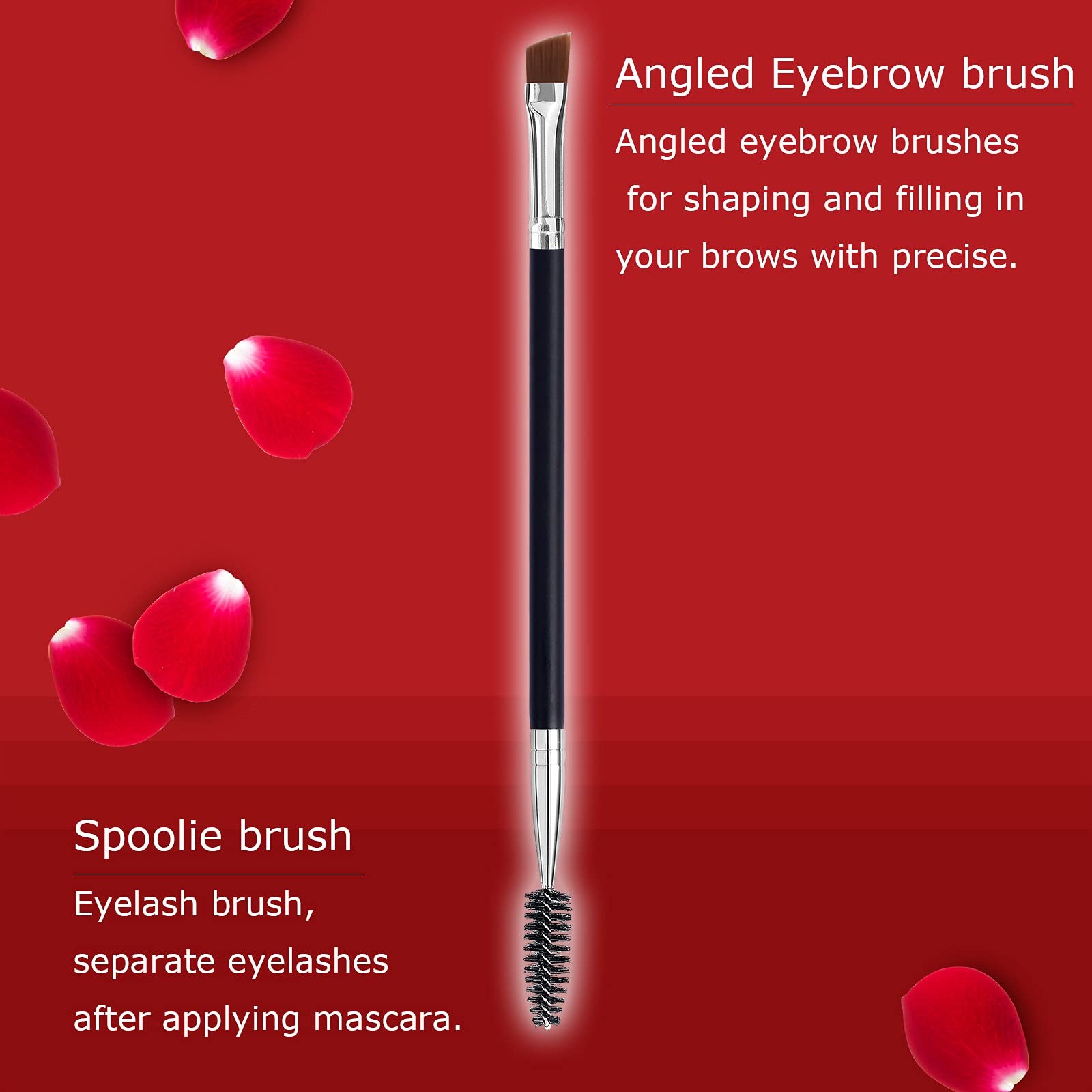 Angled Eyebrow Brush with Spoolie and Comb - Precision Grooming Tool
