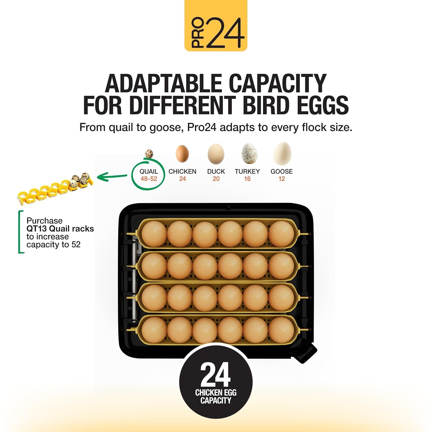 Pro24 Automatic Egg Incubator for Hatching Eggs – Digital Chicken Egg Incubator,