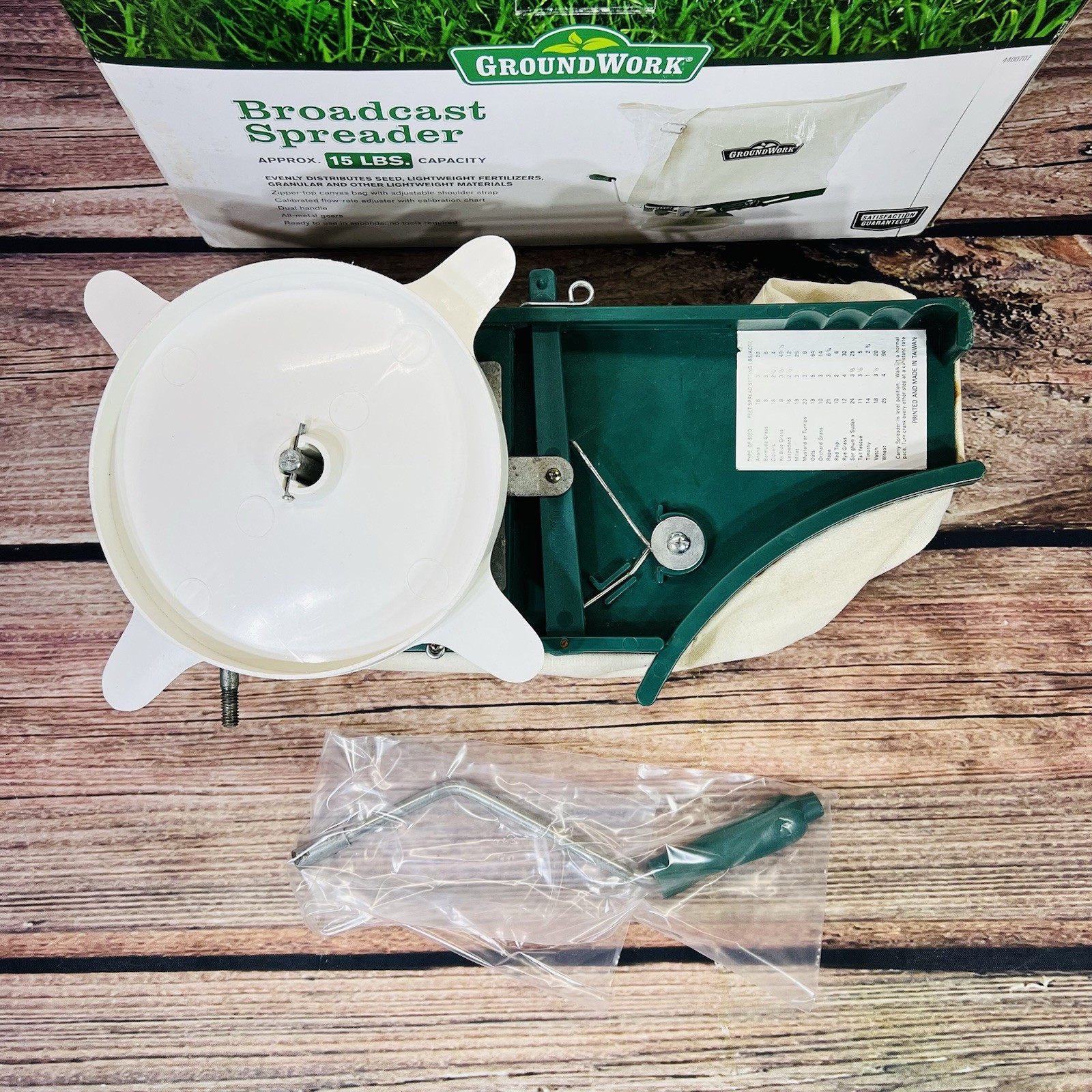 Ground Works hand held seed spreader 15 lb capacity USED VGC