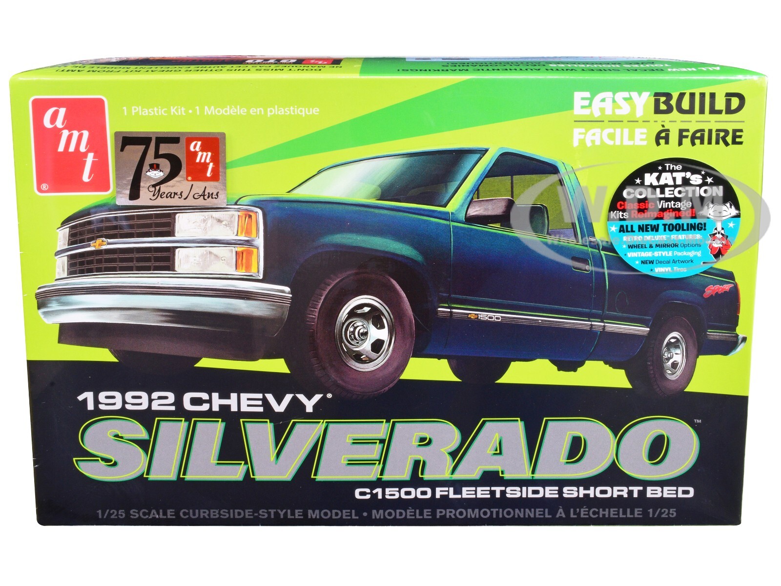 SKILL 2 MODEL KIT 1992 CHEVROLET SILVERADO C1500 PICKUP 1/25 BY AMT AMT1408 M