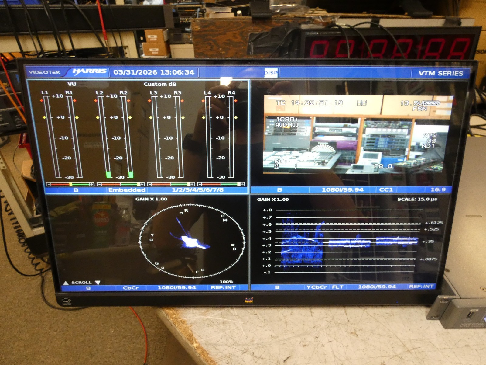 Harris Videotek VTM-4100 PKG-E Rasterizer w/Option EYE-2, Audio Option A3-OPT 3