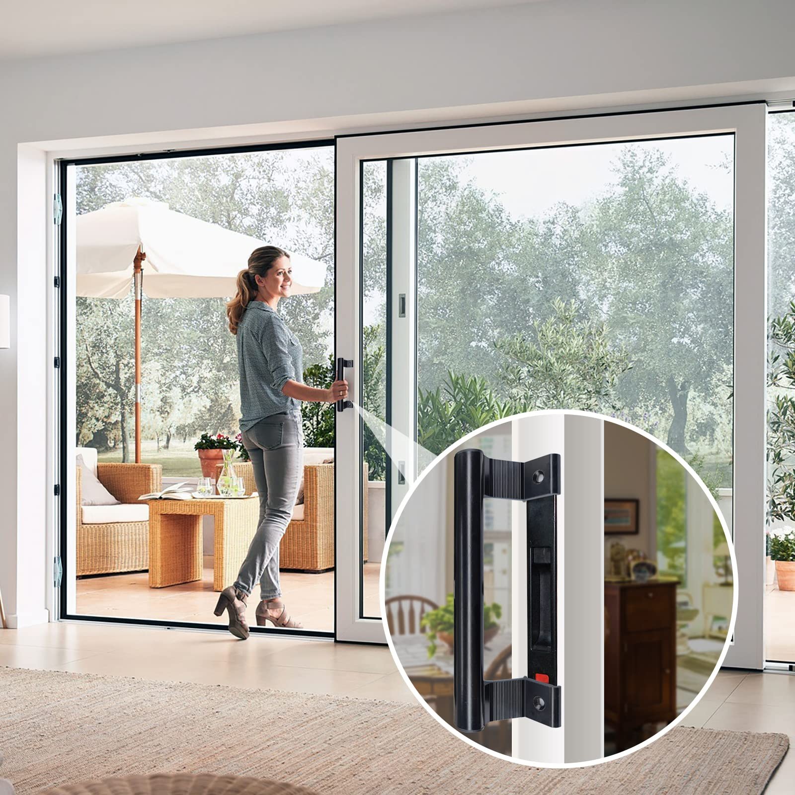 Young Dance Aluminum Sliding Door Handle - 8" Glass Pull Black - no Lock