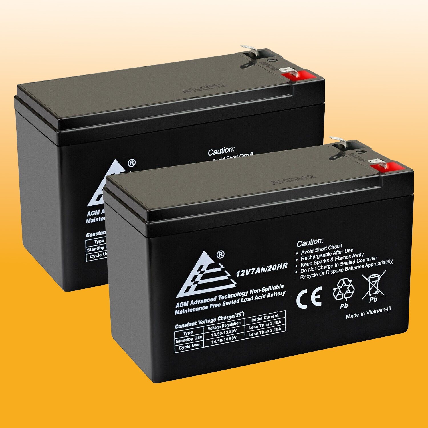 2 Pack: 12V 7Ah Compatible Replacement Battery for RBC2 APC