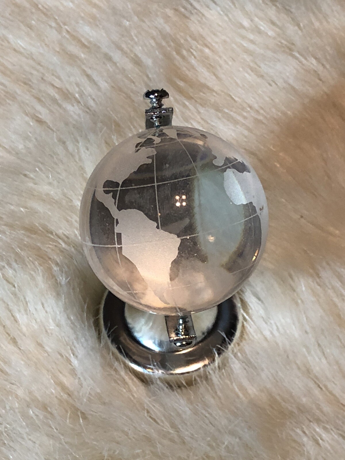 Crystal Glass World Globe Small Decorative Ornament Mini World Map Atlas Decor