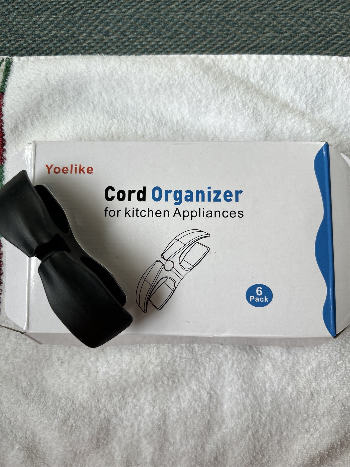 6 Pack Cord Organizers for Kitchen Appliances 3M Command Strips Gray White Black