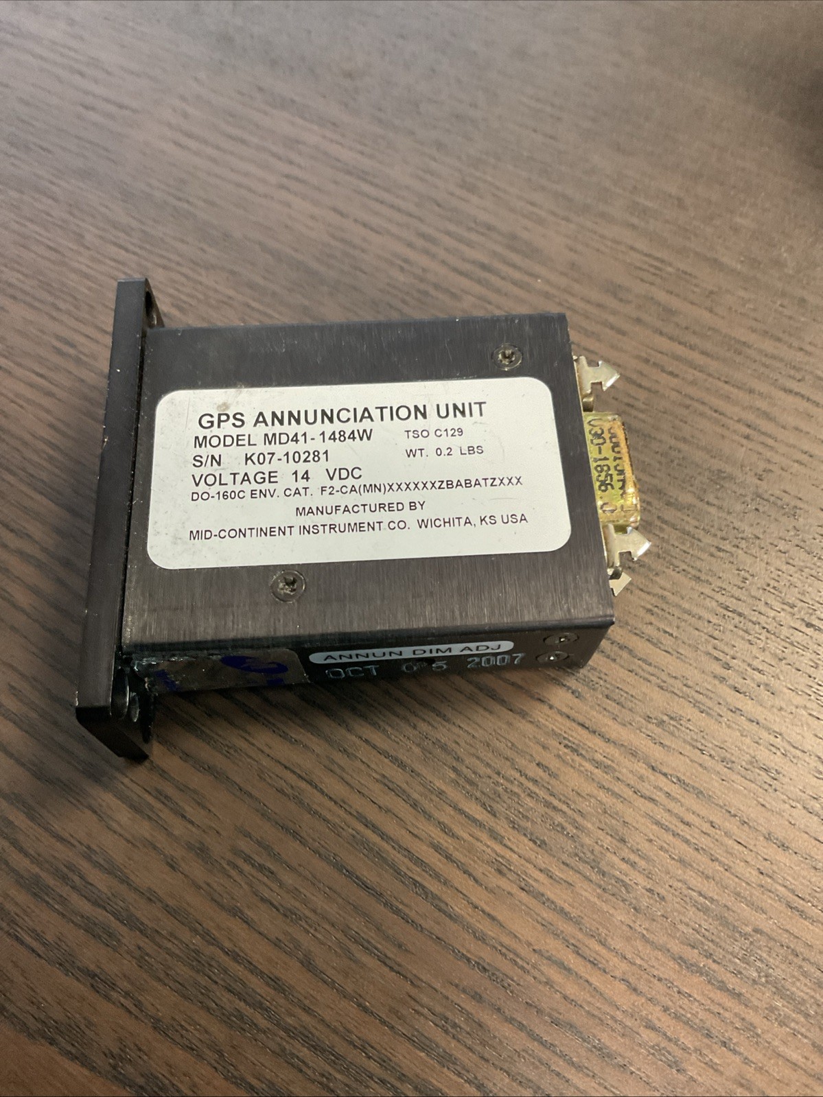 Mid-Continent Instrument Co. GPS Annunciation Unit P/N MD41-1484W