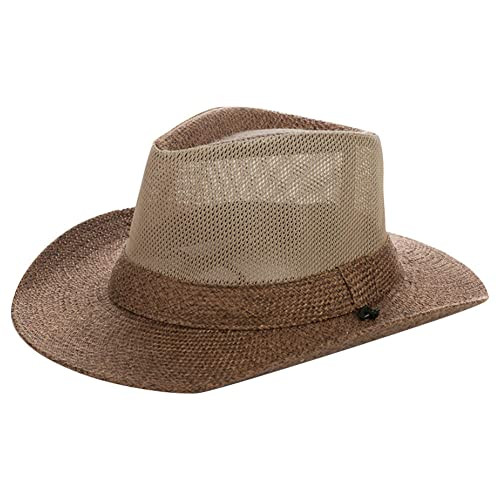 Wide Brim Straw Panama Hat Fedora Beach Sun Hat UPF50+ Unisex Fishing 6-8 Brown
