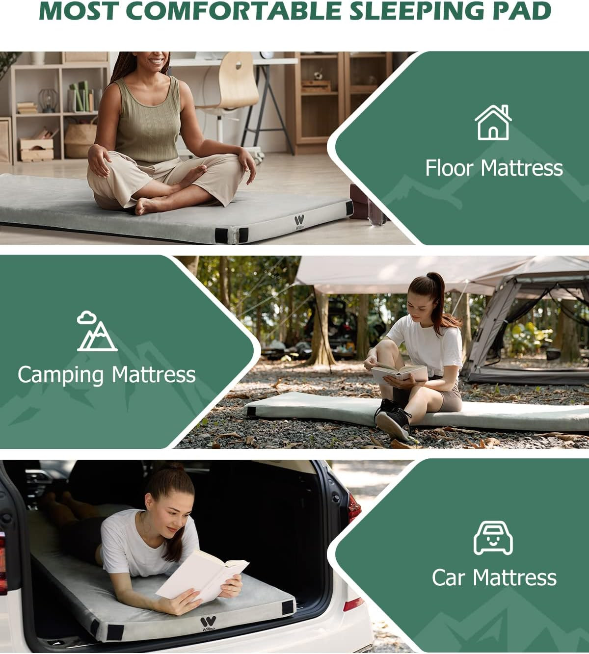 Certipur-Us Memory Foam Camping Mattress with Travel Bag & Interchangeable Cover