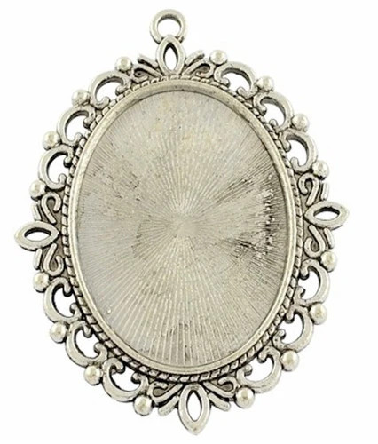 40x30mm Antique Silver Cameo Pendant Setting with Ring 767x