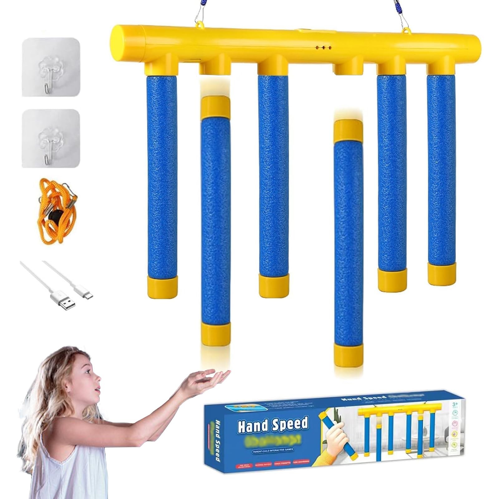 Hand Eye Coordination Training Catching Stick Game Drop Trivia Medium, Blue