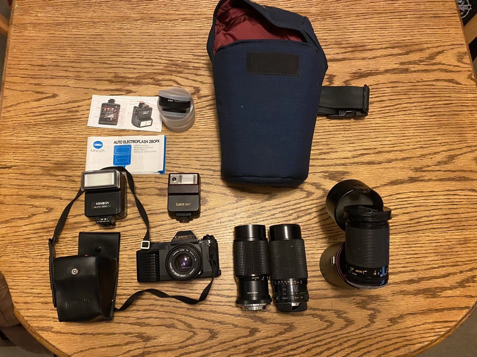Vintage LOT Untested Camera, Lenses, Canon, Minolta And Others UNTESTED