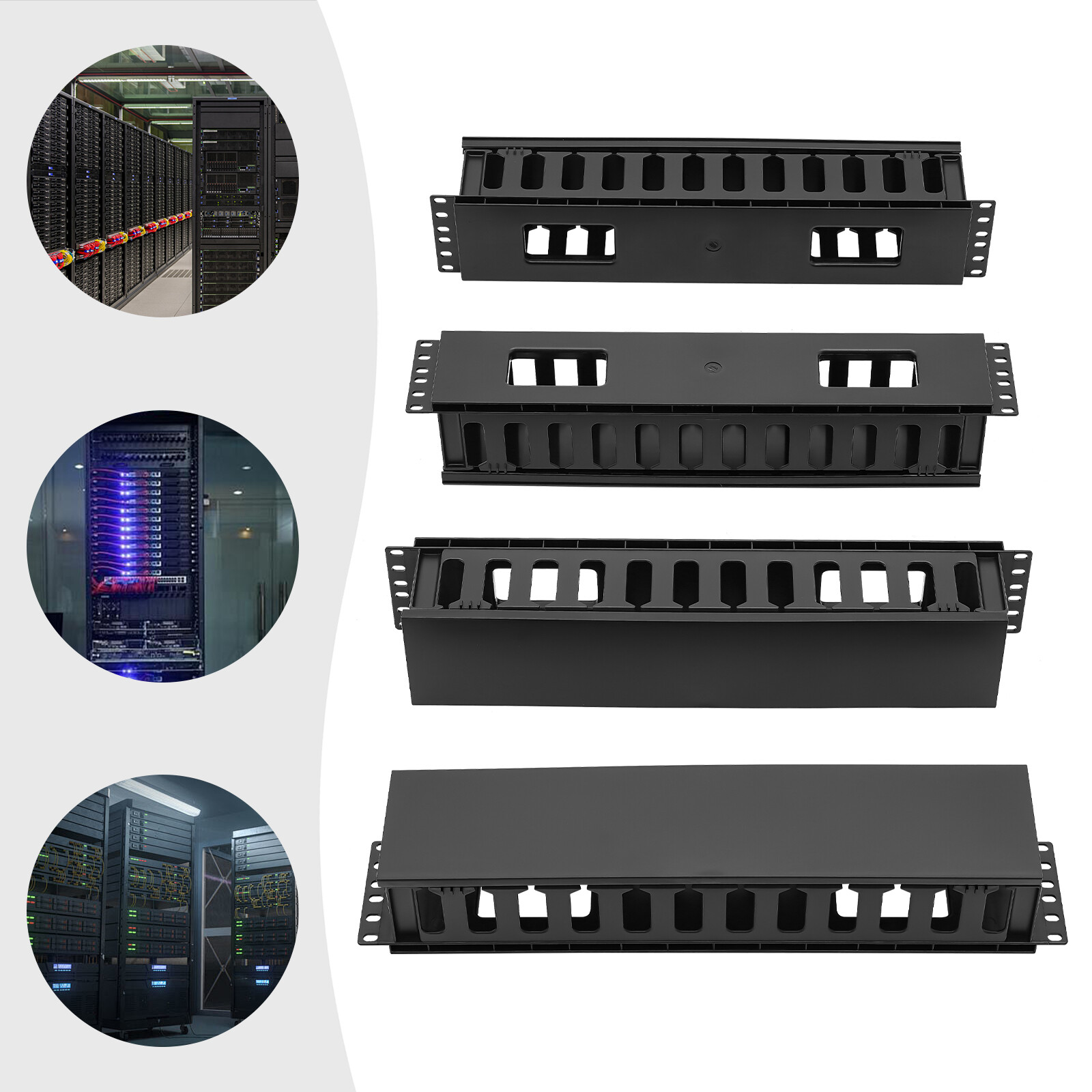 4 Pack Horizontal Rack Mount Cable Management, Cable Organizer, Cable Raceways