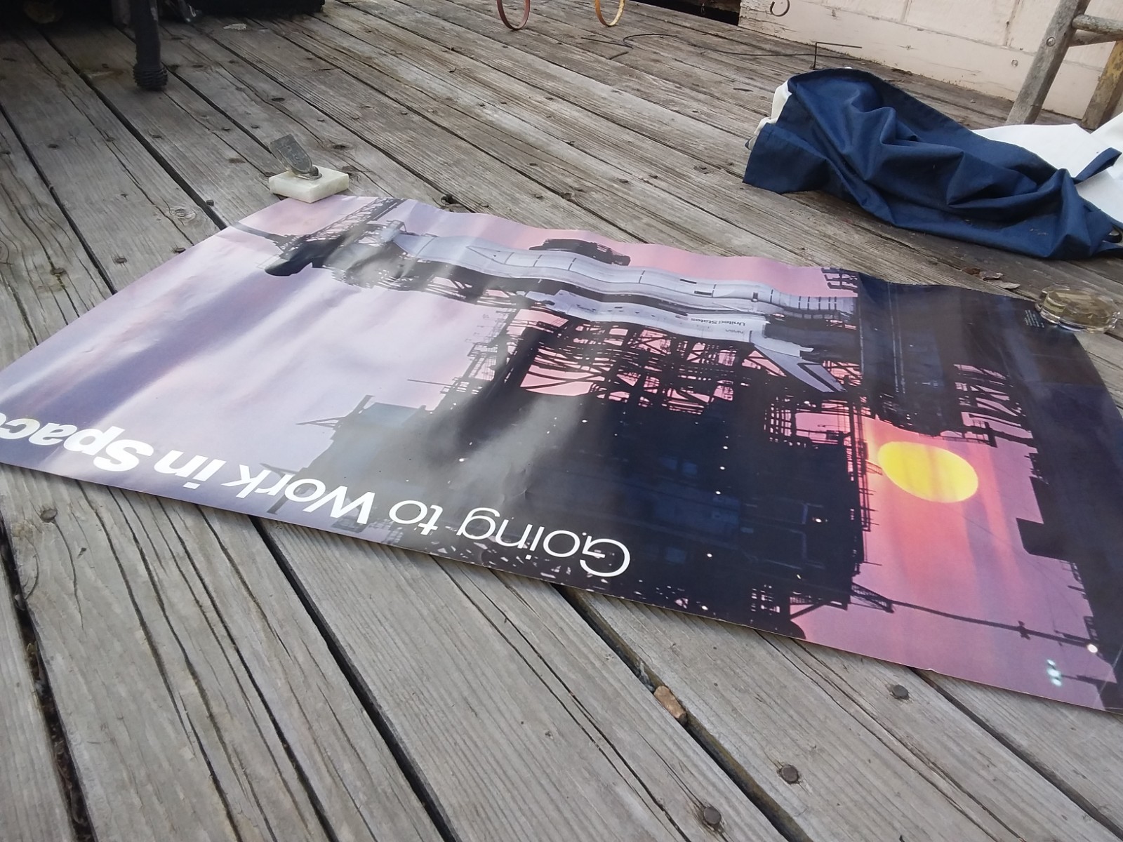 Vintage NASA Going 2 Work In Space Space Shuttle Poster Decor Collect