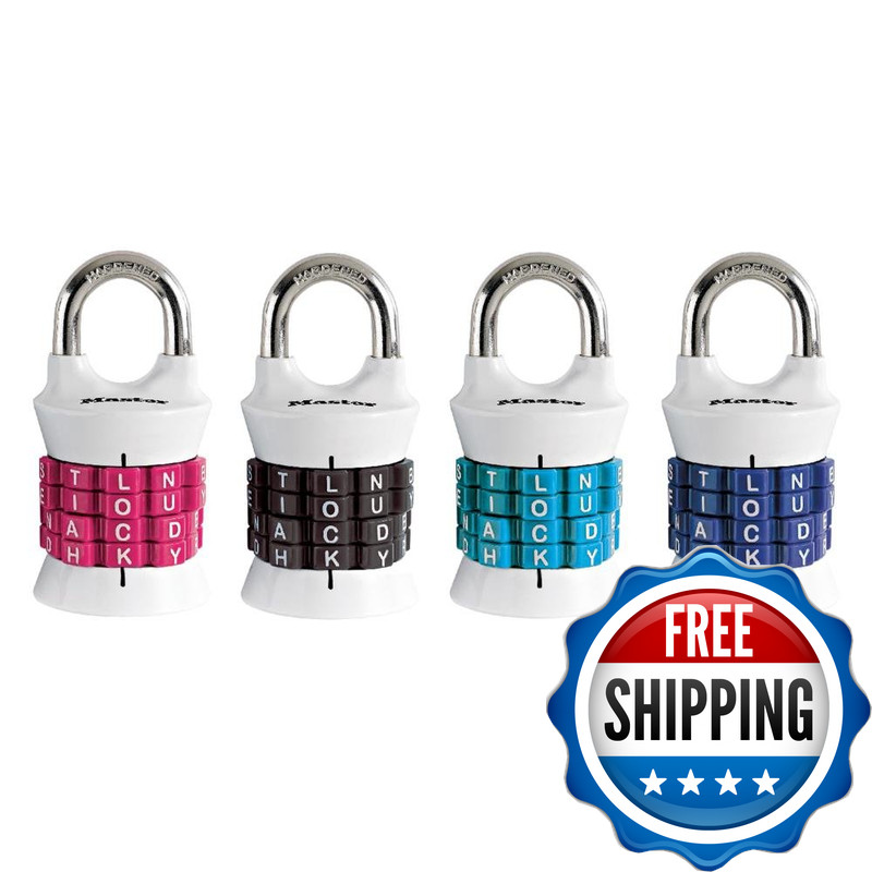 Master Lock 1535Dwd Vertical Resettable Word Combination Padlock 4-Pack Color