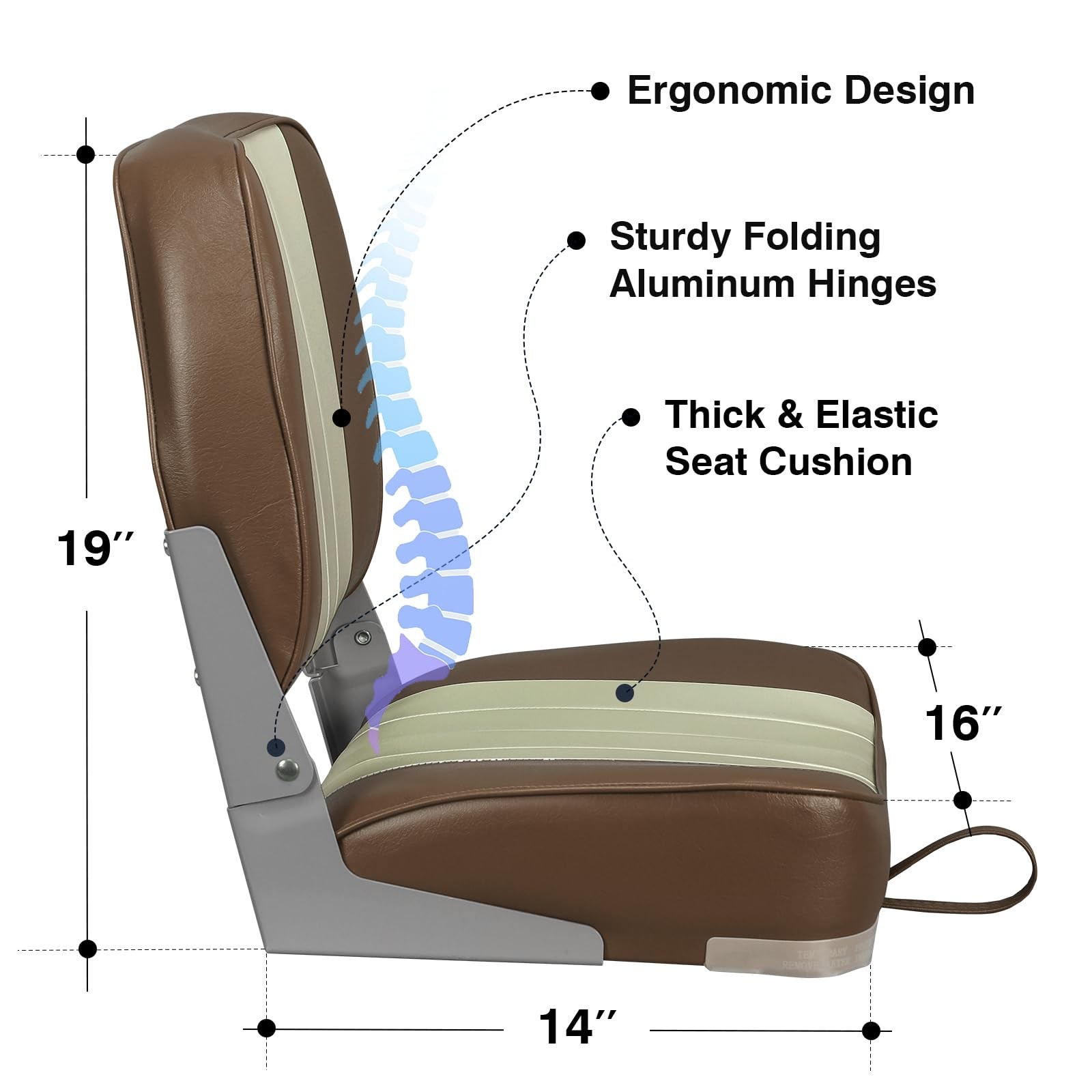 New Low Back Folding Boat Seat (Brown/Sand)