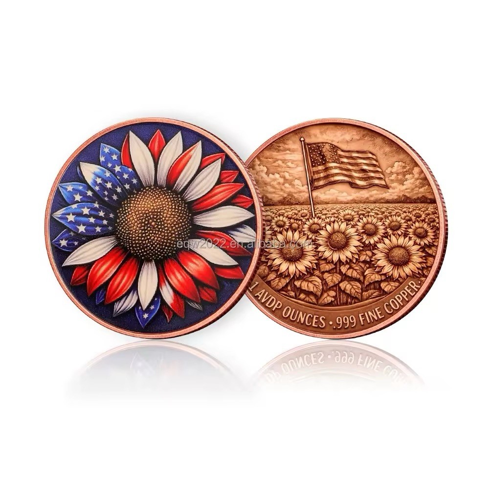 3pc 2026 Sunflower American Flag Design 1oz .999 Fine Copper 250th Anniversary