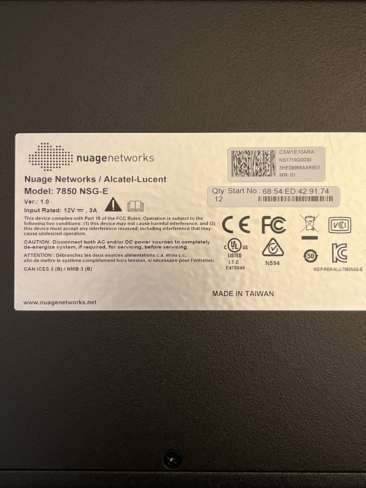 Nuage Networks / Alcatel-Lucent 7850 Network Services Gateway 7850 NSG-E