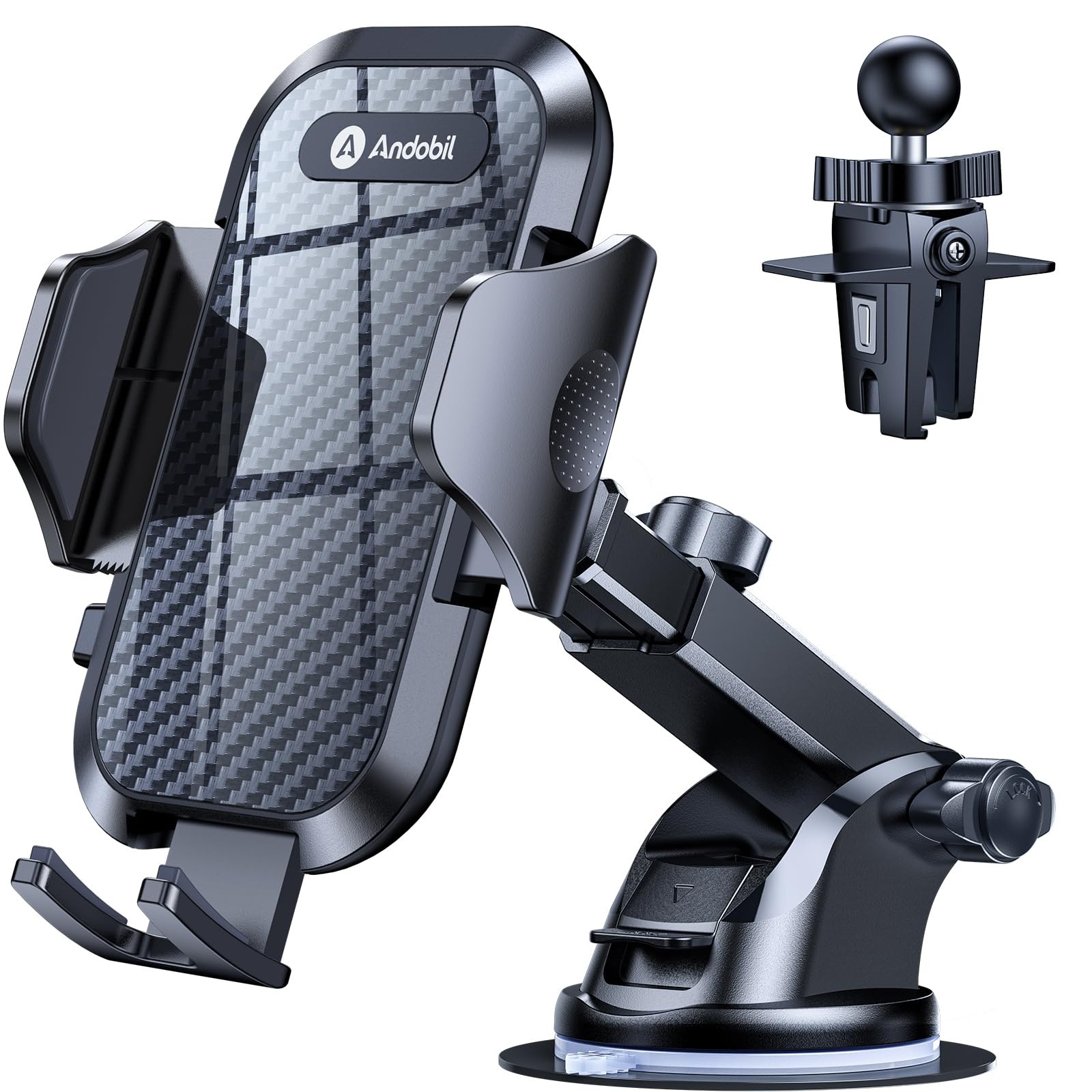 andobil Car Phone Holder, 2026 Military-Grade 89lbs Strongest Medium, Black
