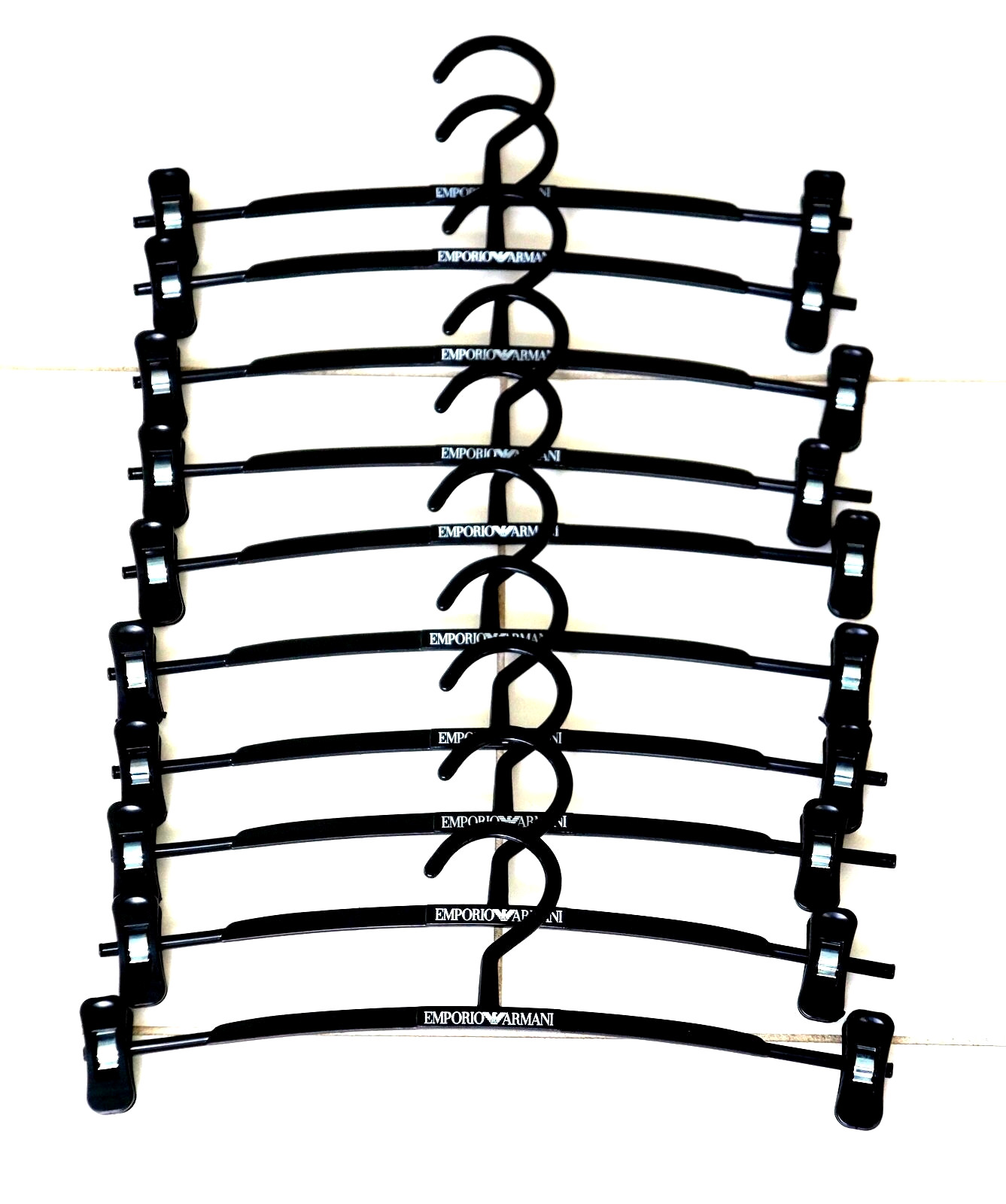 Set of 10 Emporio Armani Hangers 12" for Skirt Pants Scarf or Underwear w/Clip