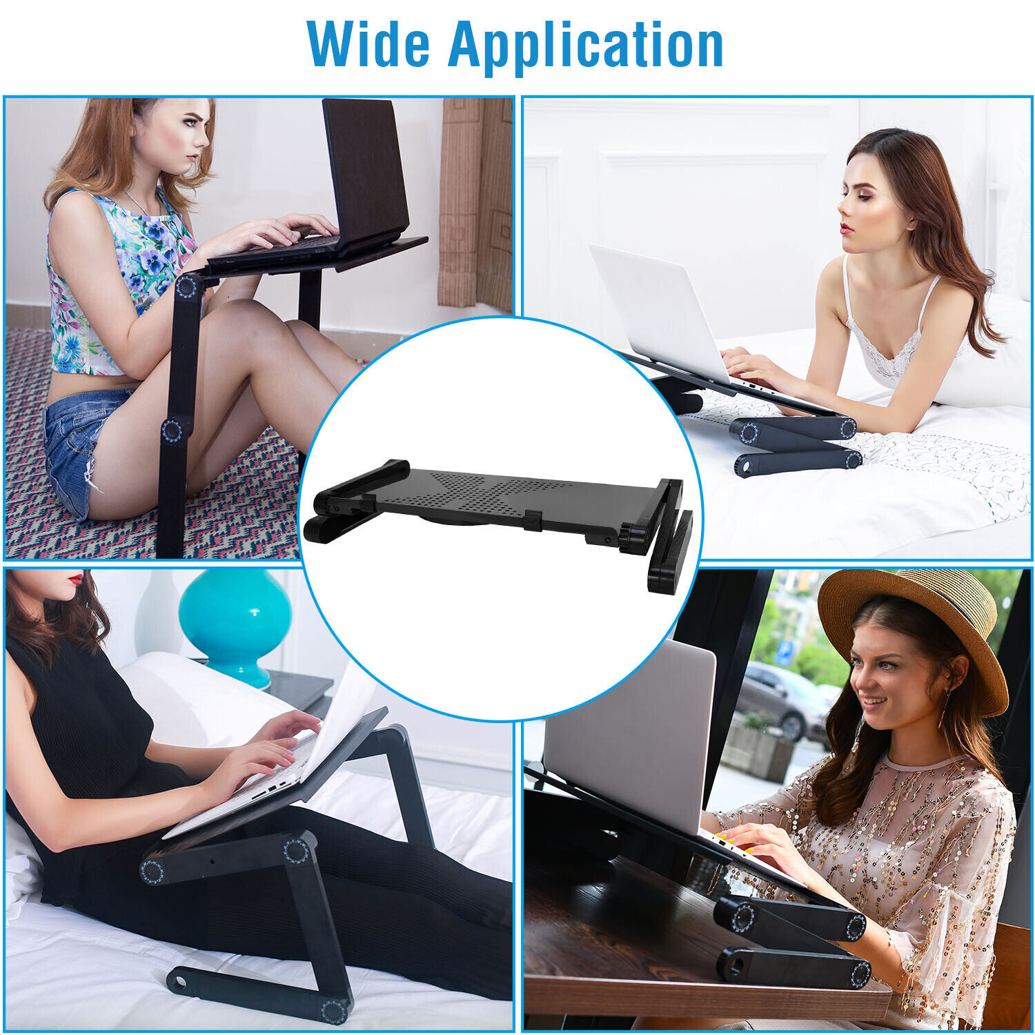 Foldable Laptop Table Stand Lap Sofa Bed Tray Computer Notebook Desk Adjustable