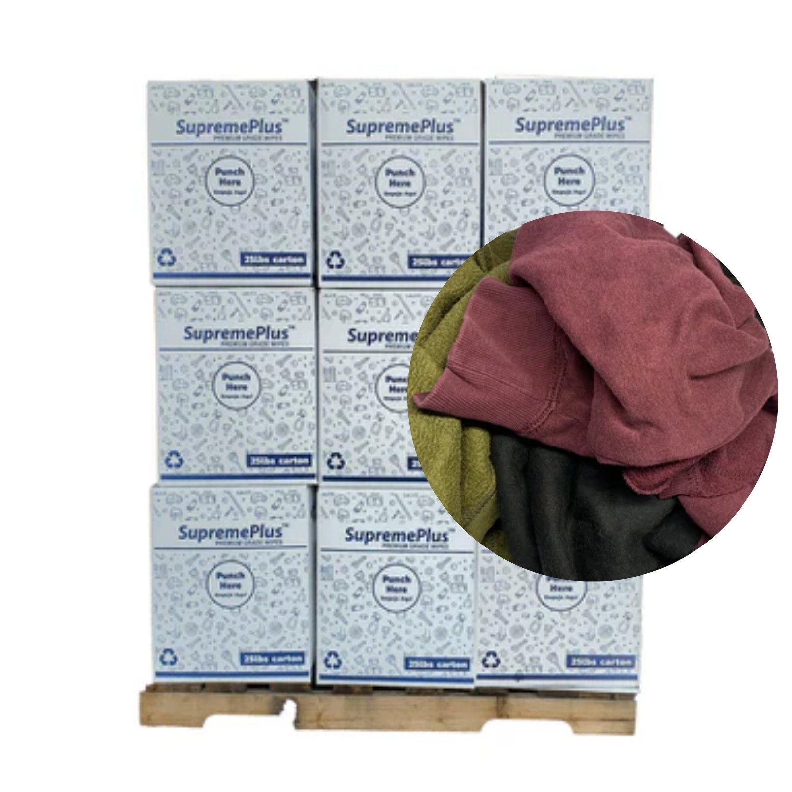 Recycled Color Fleece Cleaning Rags - 600 lbs. Pallet 24 x 25 lbs. Boxes