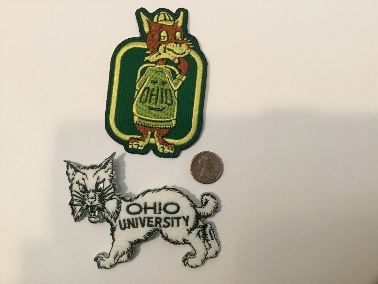 (2) Ohio University Bobcats  Embroidered Iron On Patches Patch Lot 3.5” ” X 2.25