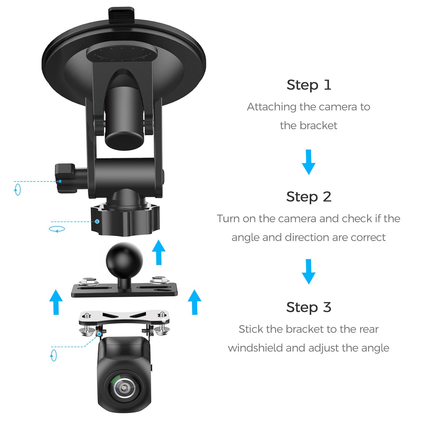 Rear Camera Mount (2 Pcs), Dash Cam for Backup Black