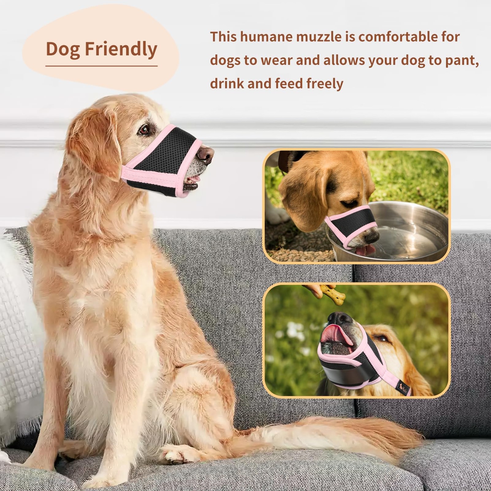 Dog Muzzle Nylon Soft Anti-Biting Barking SecureMesh Breathable Pets Muzzle f...