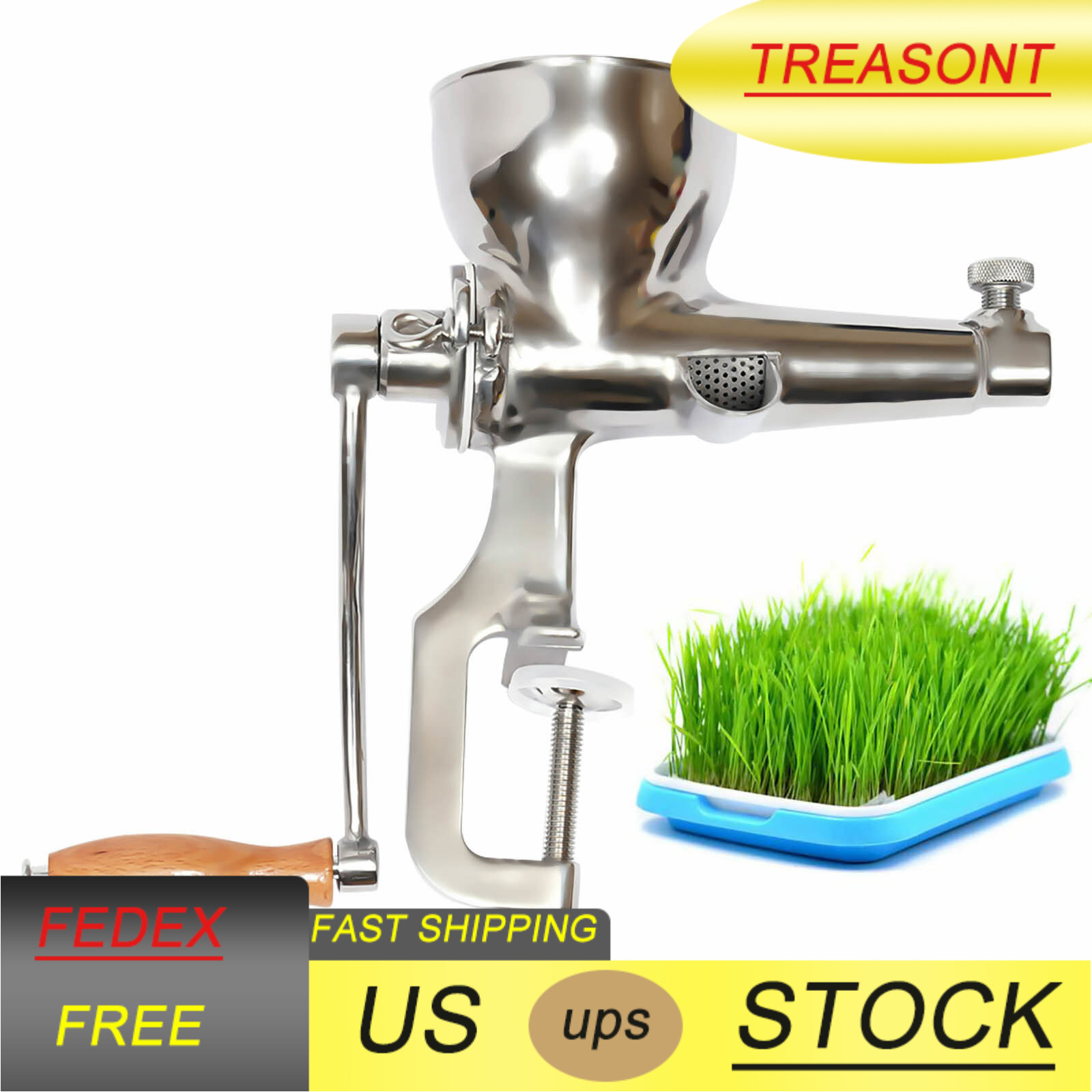 Stainless Steel Manual Wheatgrass Juicer Fruit Vegetable Juicer Hand Extractor🔥